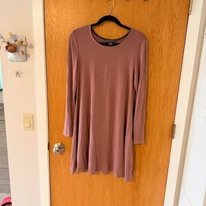 Elegant Mauve Long Sleeve Dress